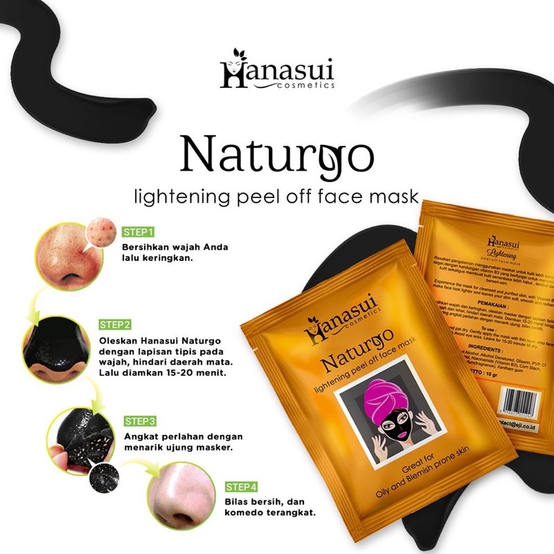 Masker Komedo Hanasui Naturgo Black Sachet [ BPOM ] ORIGINAL / Masker Komedo