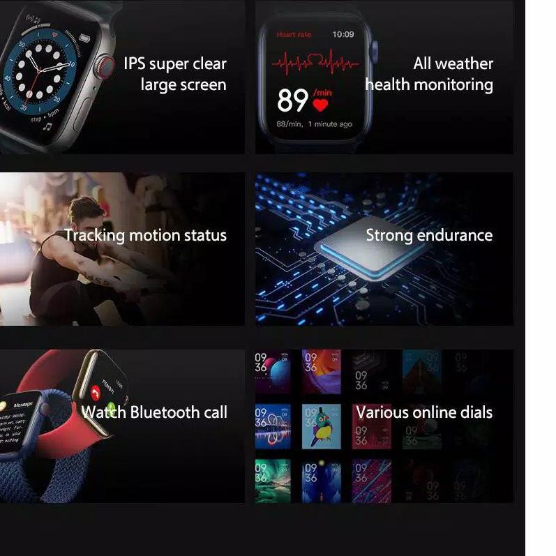 ➦ Smartwatch T500+ Plus Layar Sentuh 1.75 "Seri 6 Hiwatch Bluetooth Smart Watch T500 Plus & T55PLUSP