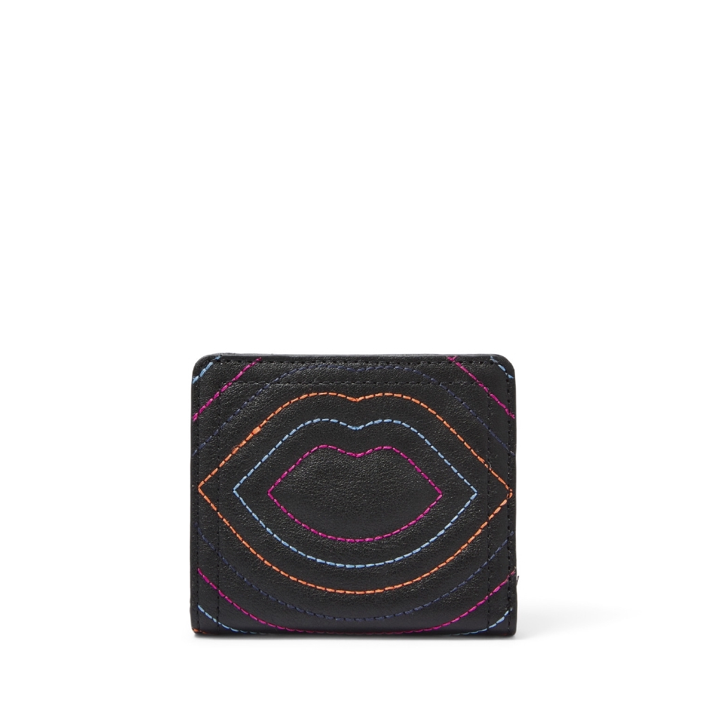 Fossil Logan RFID Small Bifold Black Quilt Lips [SL6326-001]