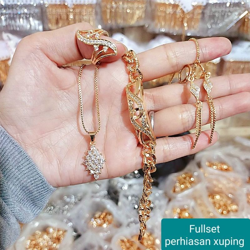 Satu set perhiasan wanita dewasa xuping lapis emas aksesoris fashion S012