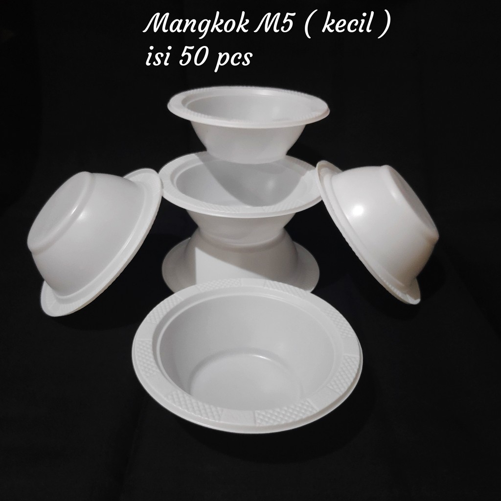 Mangkok Plastik Putih M-5 (isi 50 pcs), Mangkok Bakso soto
