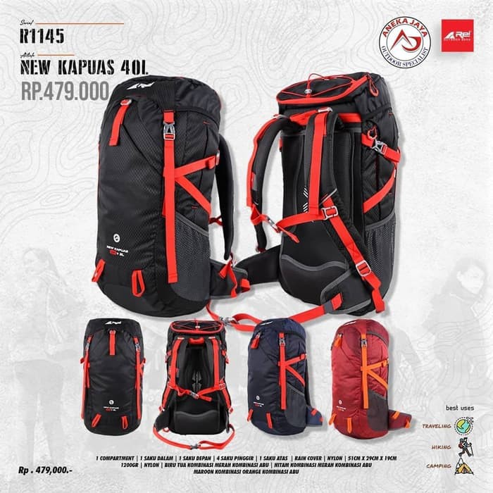 TAS SEMI CARRIER REI ORI NEW KAPUAS 40 LITER - Hitam