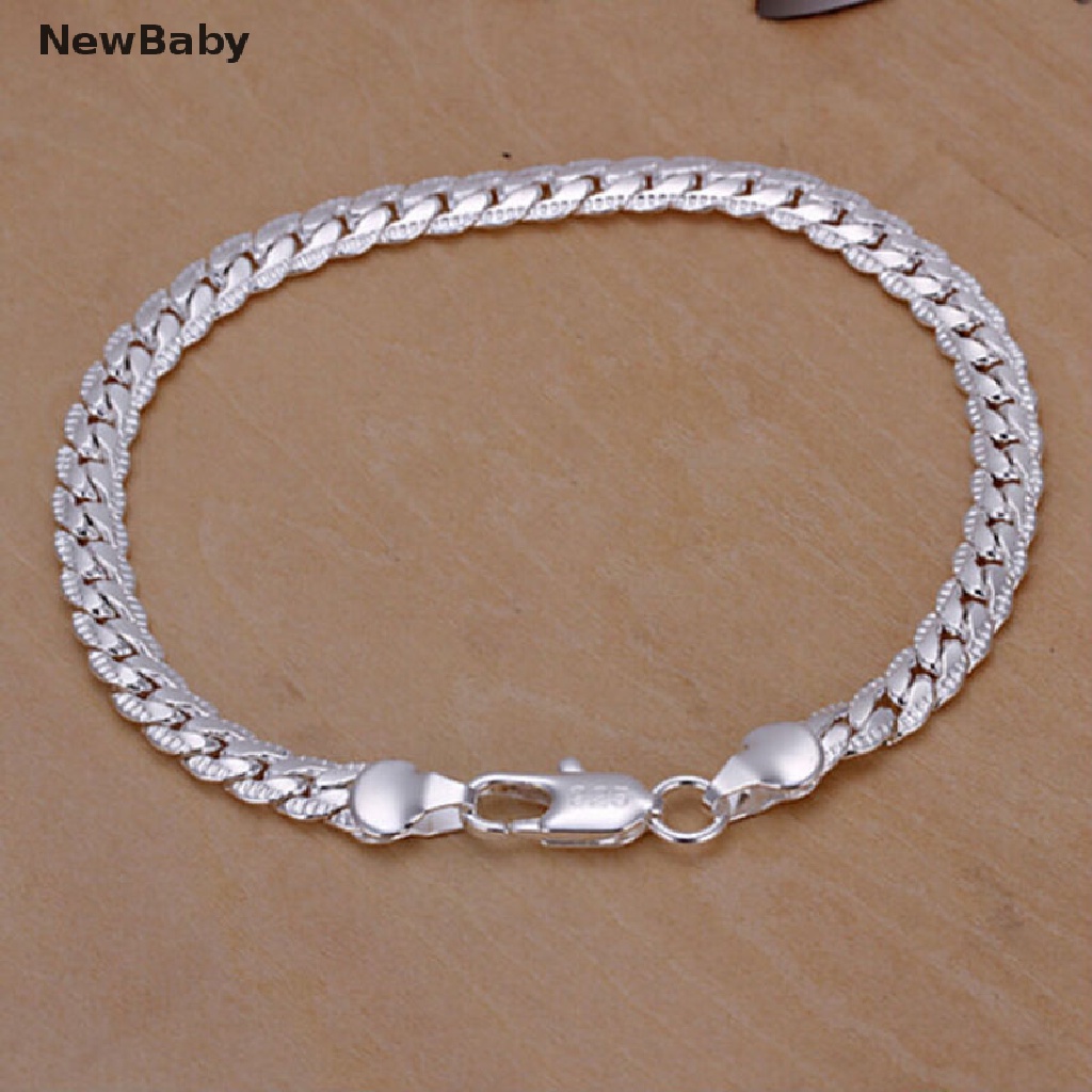 Gelang Rantai Ular Lapis Silver Lebar 5mm Untuk Pria