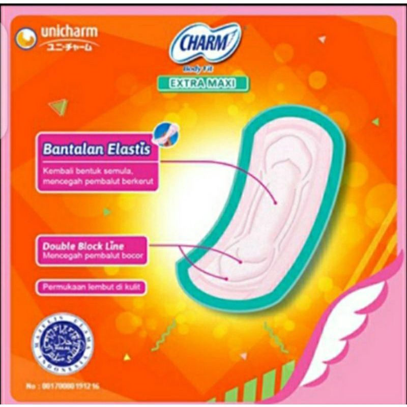 Pembalut Charm Body Fit EXTRA MAXI (non wing) Renceng isi 10 Sachet