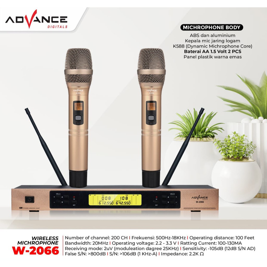 Mic Wireless Advance MIC W - 2066 / Mic W 2066 / Mic Karaoke