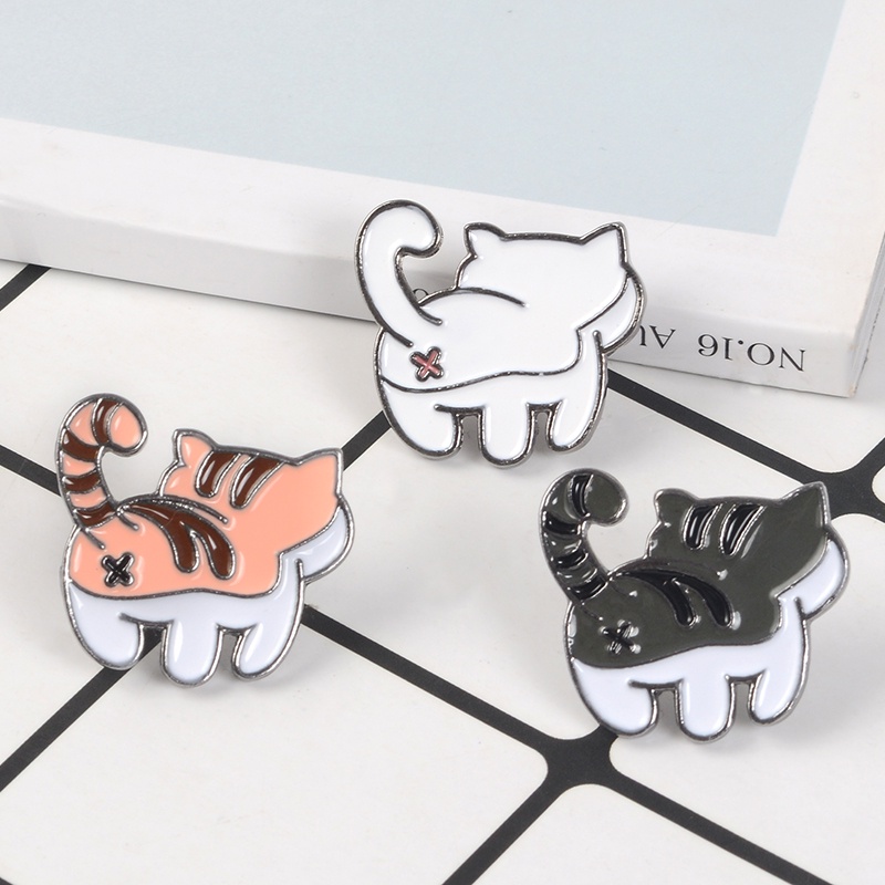 Bros Pin Enamel Bentuk Kartun Hewan Kucing Lucu Untuk Anak