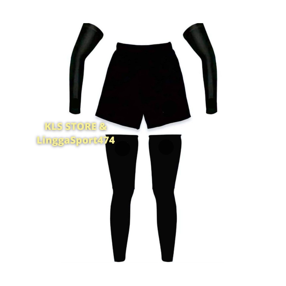 Manset Olahraga Full Set Paket Hemat Manset tangan, Manset Kaki, Celana Pendek 3 in 1 Jersey Volly-Polos tanpa Logo