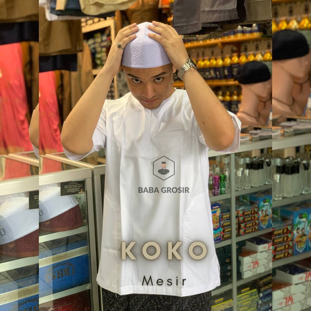 Baju Koko Mesir Babagaf Pria Fashion Muslim Lengan Pendek