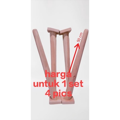 kaki meja kayu bulat minimalis miring