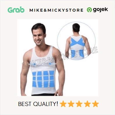 Mens Slimming Body Shaper Tank Top Kaos Korset Pelangsing Perut Pria