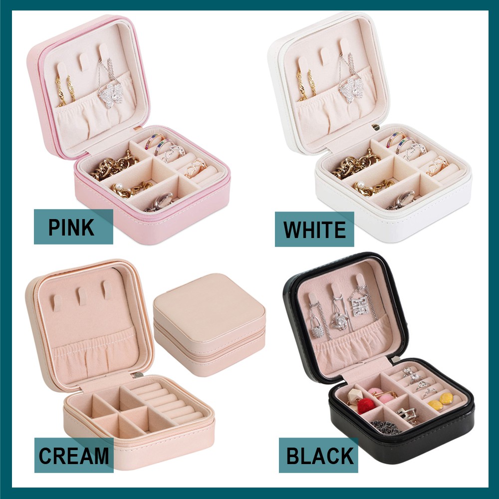 Kotak Perhiasan Jewelry Storage Box Tempat Penyimpanan Cincin Kalung Travel Mini