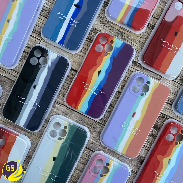 Silicone Case Rainbow Pelangi iph 13 12 11 Mini Pro Max XS MAX XR X 6 6S 7 8 Plus SE Full Cover Casing Rubber Silicon