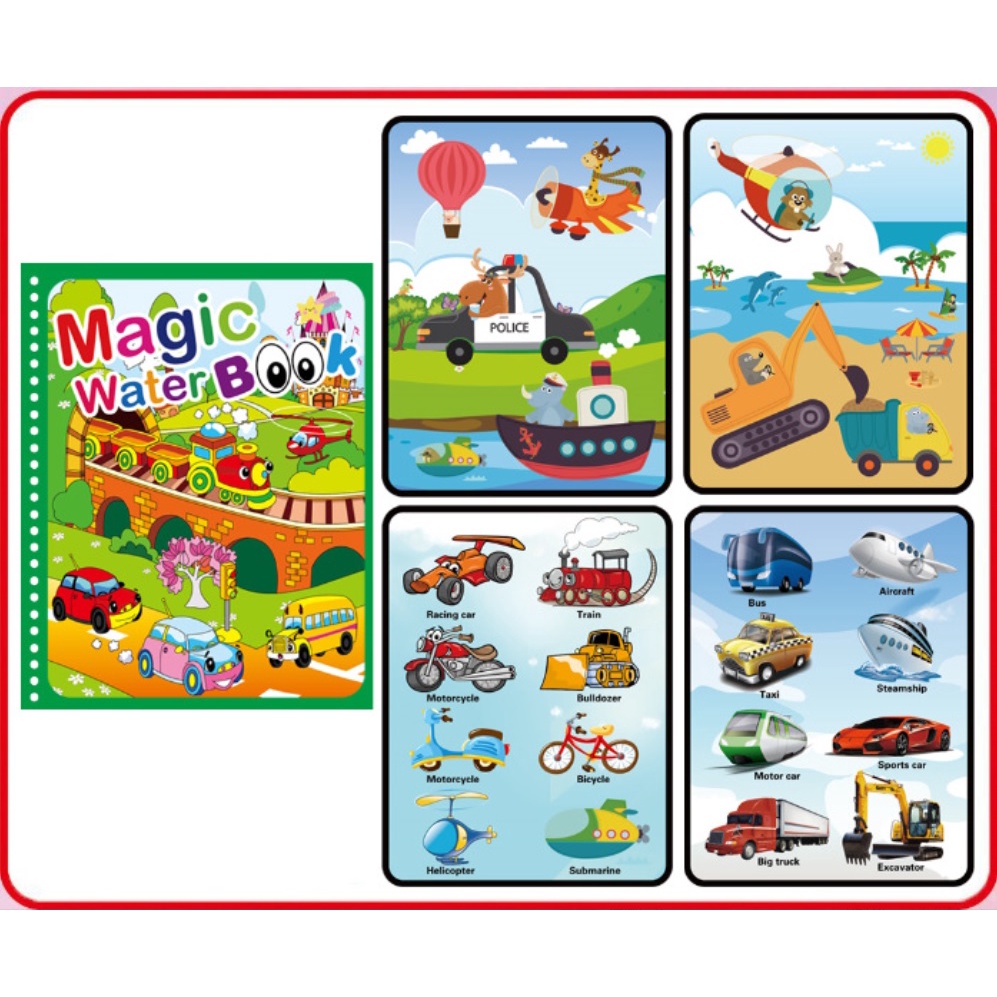 Buku gambar magic water book menggambar dengan air cocok untuk bayi dan anak-Kereta api Thomas