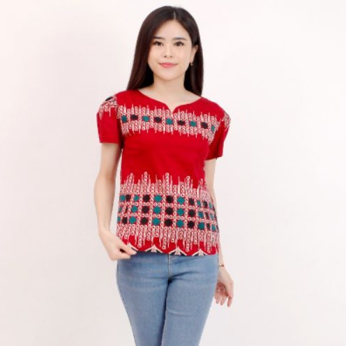 Batik wanita - Atasan blouse batik wanita fashion 632-RED C