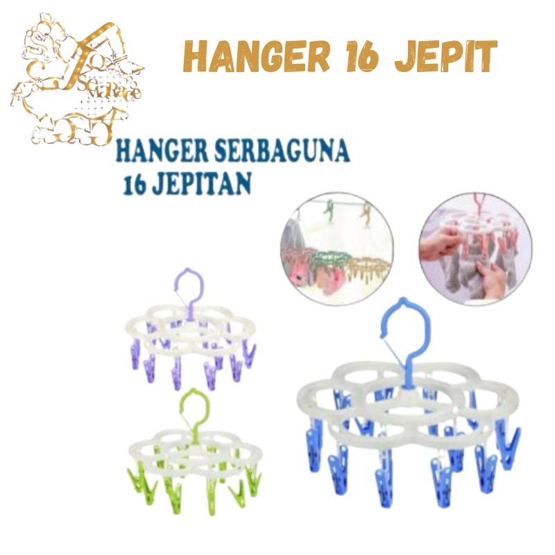 HANGER JEMURAN 16 JEPIT GANTUNGAN BAJU KAOS KAKI