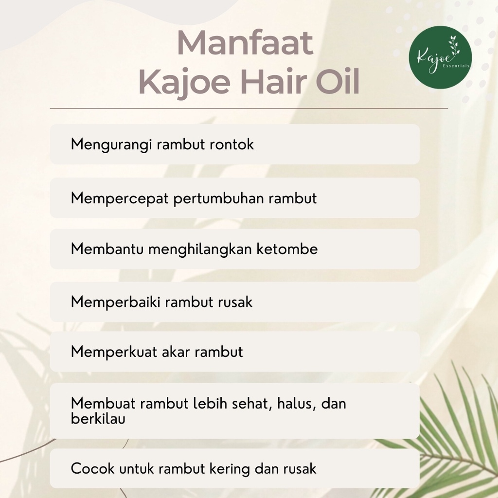 KAJOE HAIR OIL Serum Anti Hair Fall Penumbuh Rambut Alami untuk Rambut Rontok Kering Rusak 50 ML