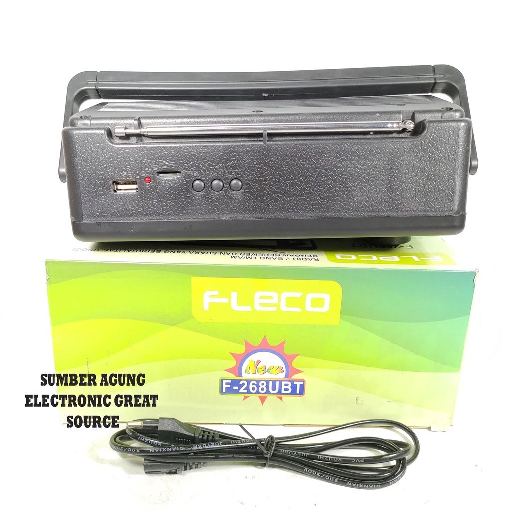 Fleco F268UBT F268 Radio AC DC FM AM Receiver Berkualitas Tinggi Cas Baterai