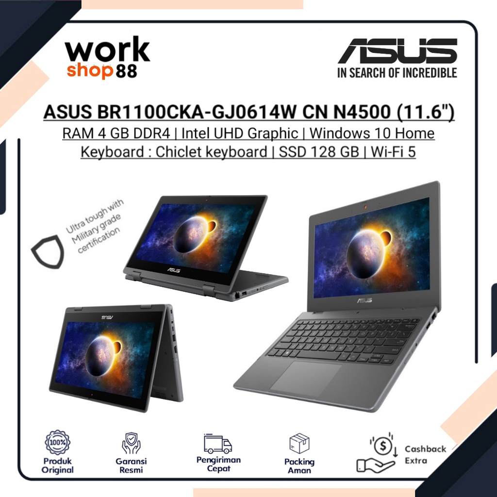 Produk Baru - ASUS BR1100CKA-GJ0614W 4GB/ SSD 128GB (11.6 inch) - New Original Garansi Resmi Nasiona