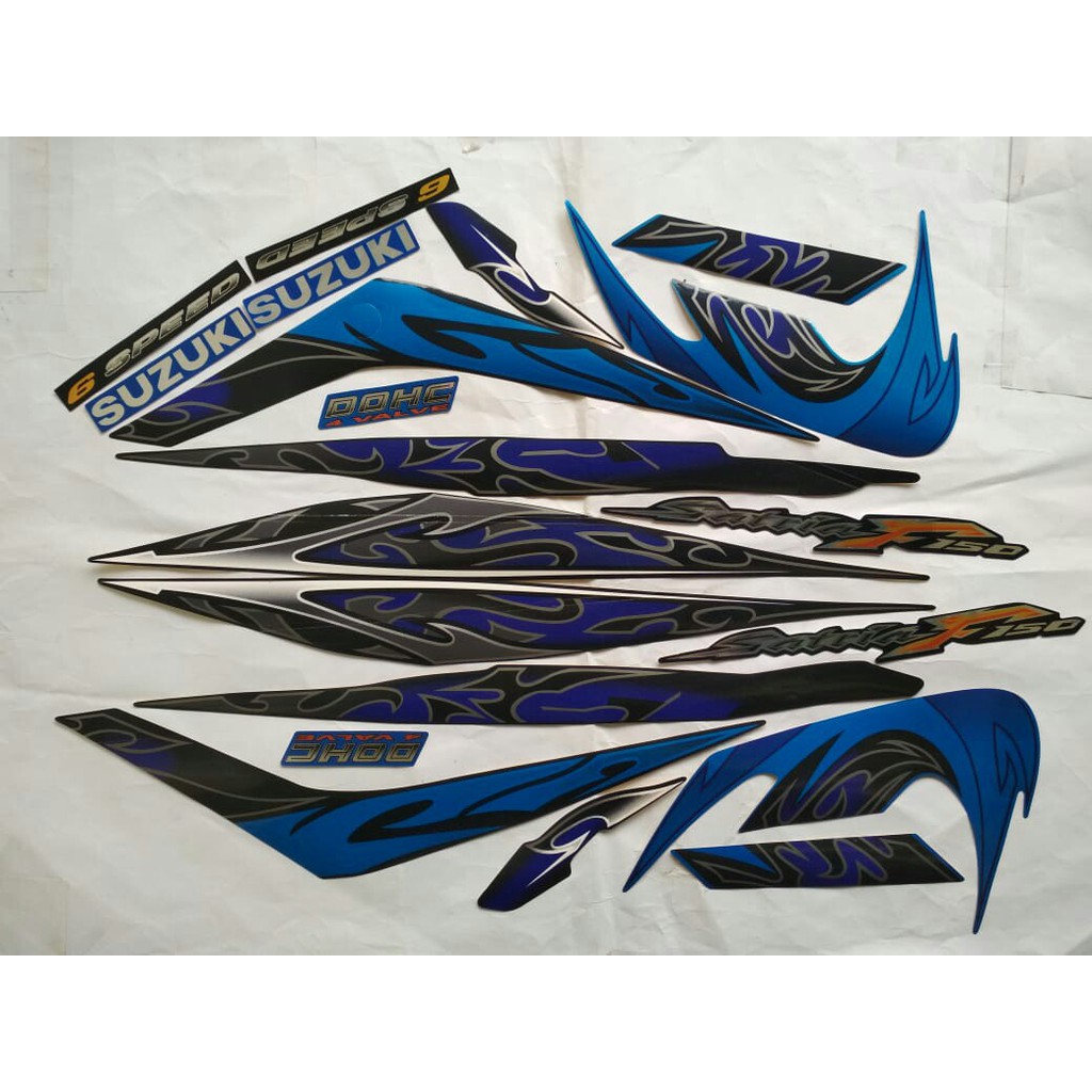 stiker striping motor suzuki satria fu barong 2009 biru