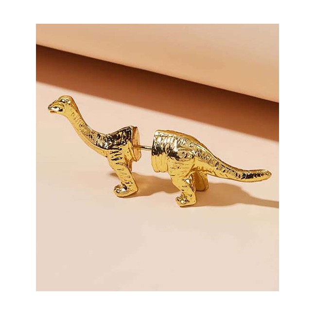 LRC Anting Tusuk Fashion Golden Pierced Dinosaur Shape Alloy Earrings K25113