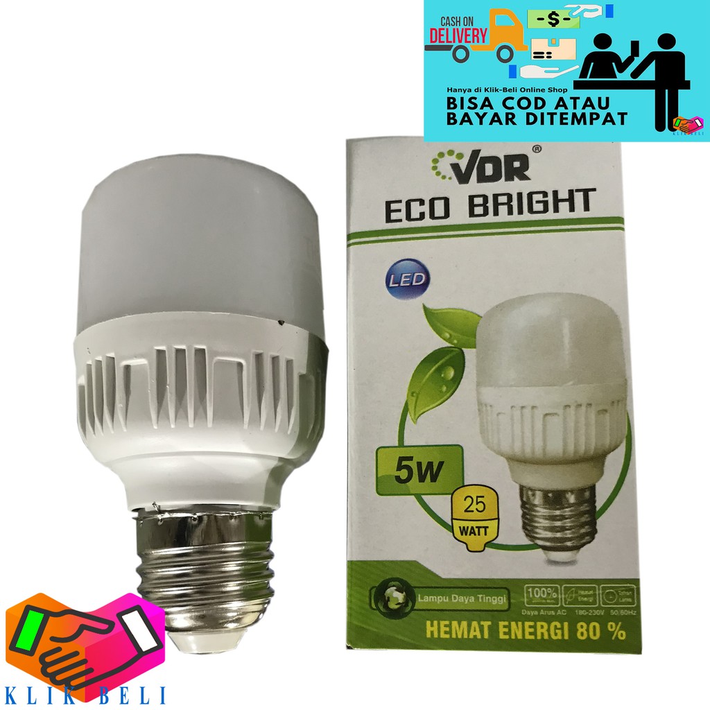 Bohlam Capsule 5 Watt VDR Eco Bright LED 5W Super Terang Lampu Kapsul Hemat Energi Listrik