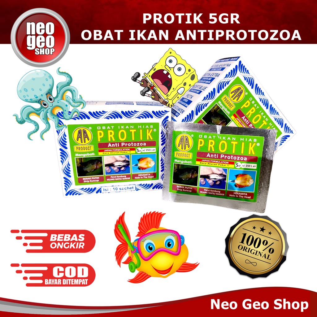 PROTIK Anti Protozoa Obat Ikan Hias  Berak Putih 5gr 5 gr