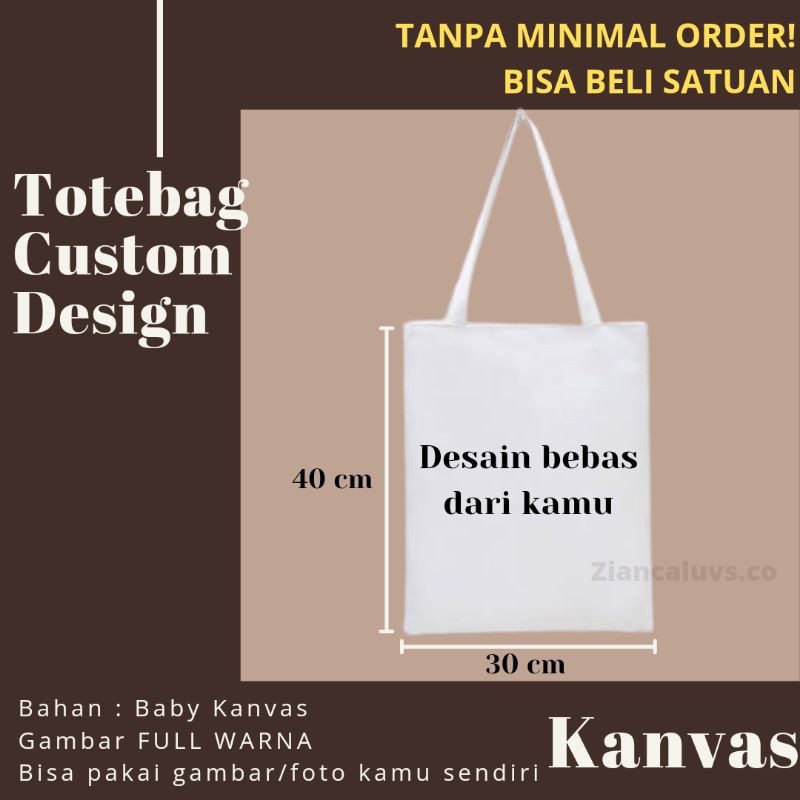 Totebag Custom Kanvas  Satuan 30x40  cm Shopee Indonesia