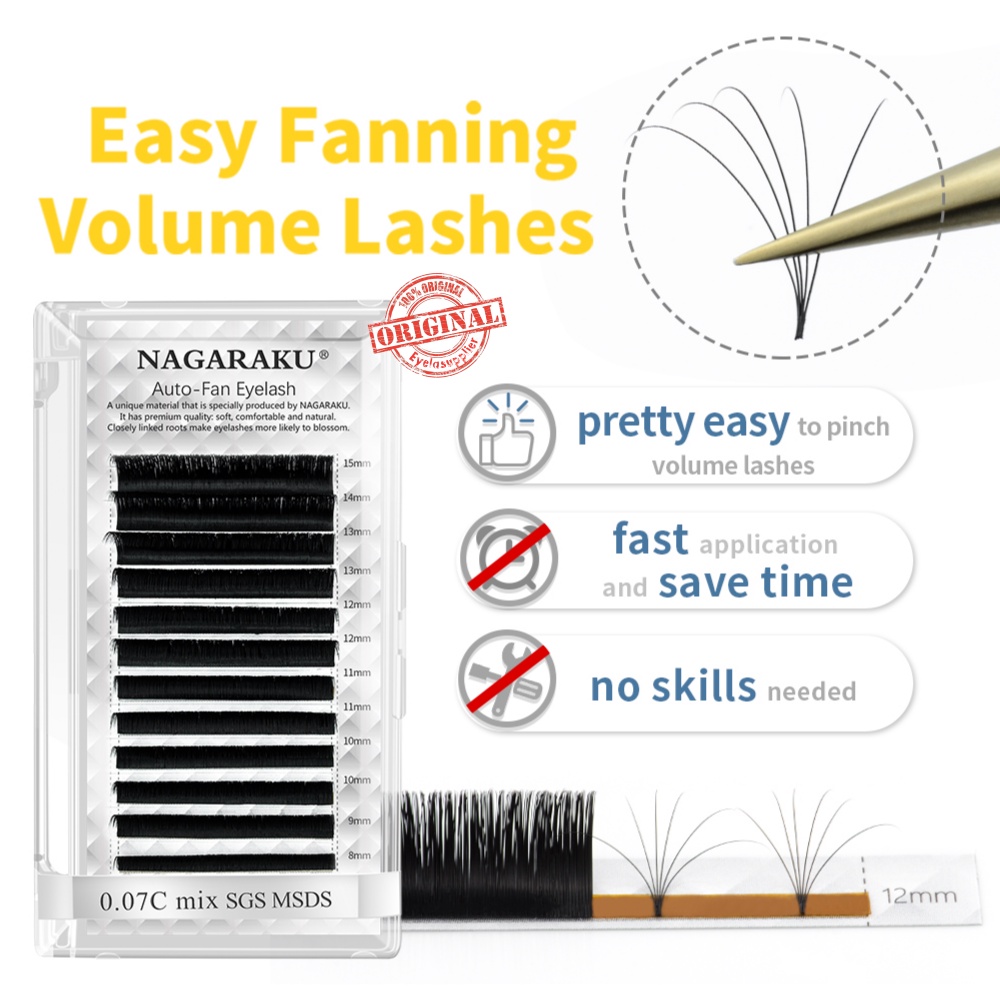 NAGARAKU AUTO FAN Instant Bloom Blossom Lashes Fast Fanning Eyelash Extension Russian Mega Volume 7D