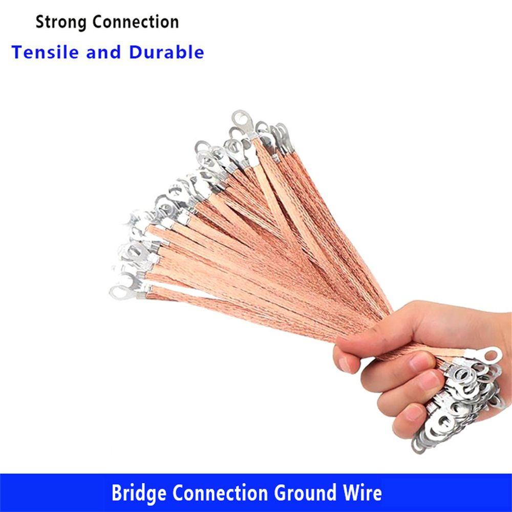 Populer 100Pcs Sambungan Jembatan Kawat Arde 100 Pcs Braided Grounding Cable Soft Sambungan Lubang Tembaga Clad Aluminium