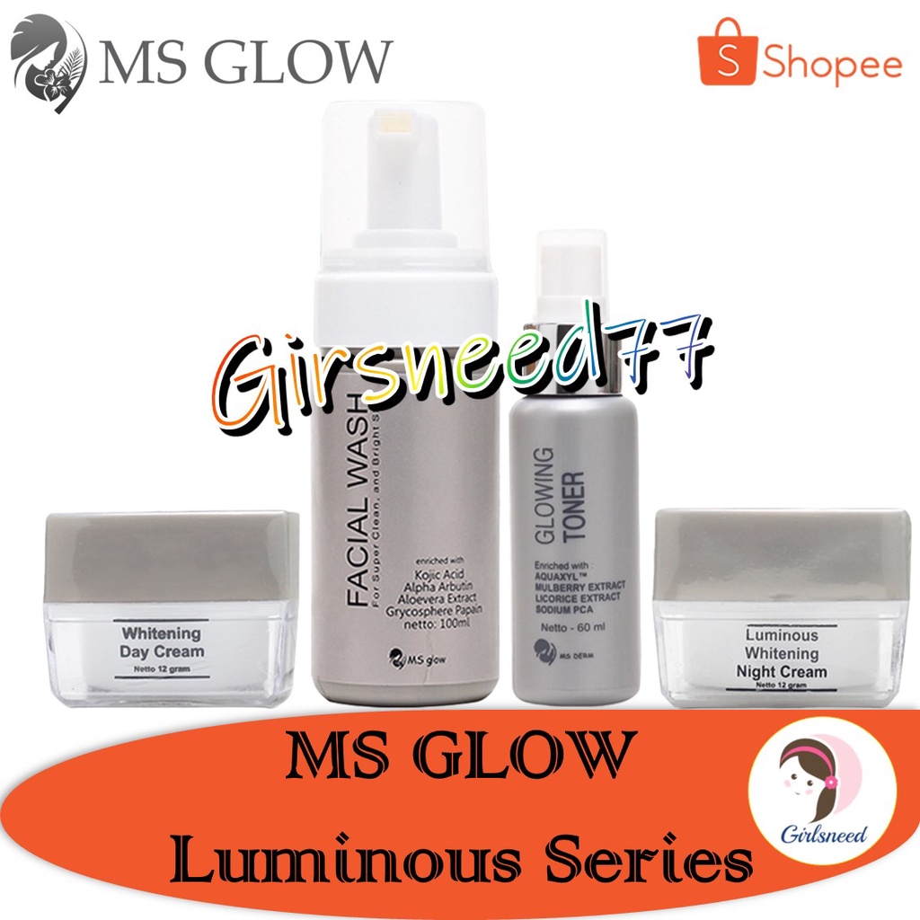 MS Glow Paket Luminous Series GIRLSNEED77 Membantu Memudarkan Noda di Wajah