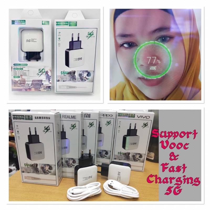 Charger T-34 Original 5G 4A Support VOOC dan Fast charging for Micro usb dan Tipe c