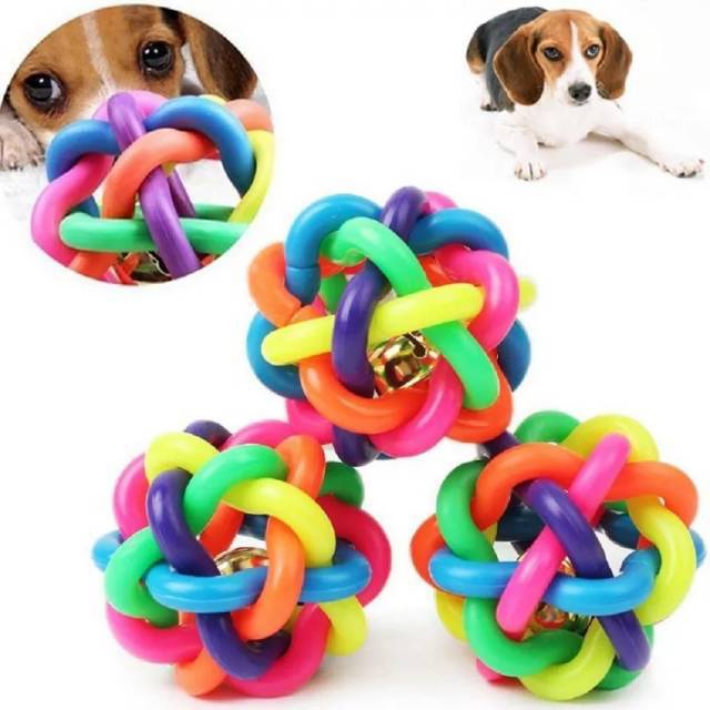 Bola rubber mainan kucing anjing dg bunyi lonceng rattle toys dog cat pet pets
