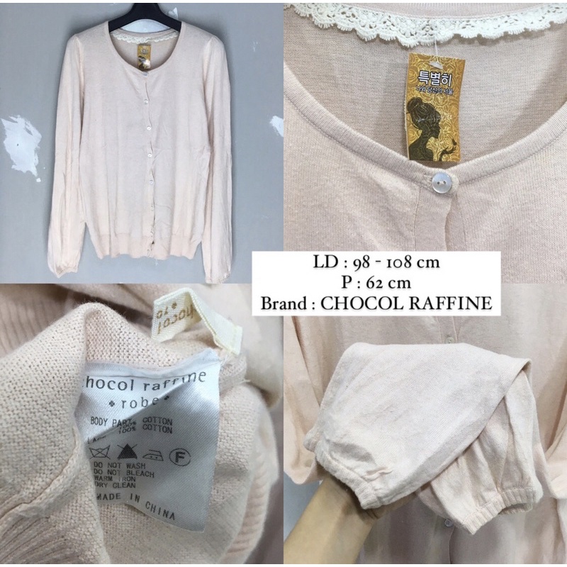 PRELOVED (THRIFT) CARDIGAN RAJUT PREMIUM BRANDED-CHOCOL PEACH