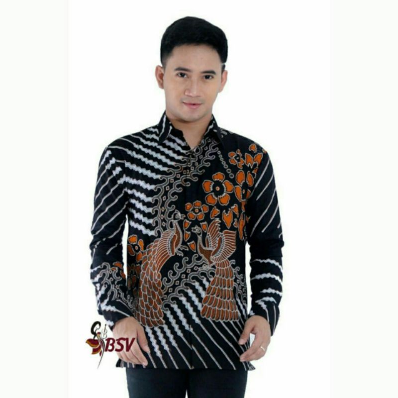 Kemeja Batik Pria Lengan Panjang Motif Seno Biru Pekalongan