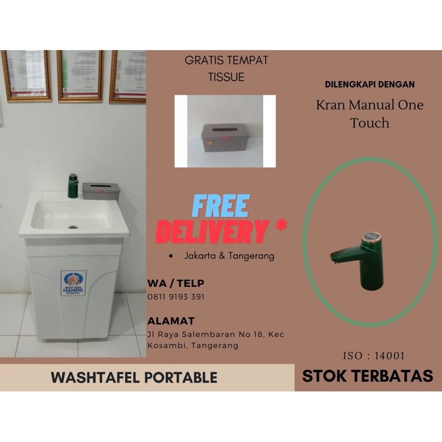 Jual Washtafel Cuci Tangan Portable Kran Otomatis One Touch
