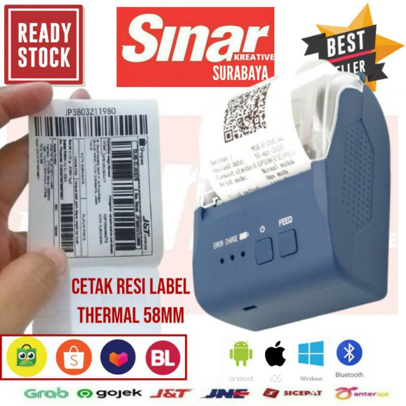 

PRINTER BLUETOOTH 58MM ZJ 5809 - BLUE NAVY CETAK RESI LABEL dan STRUK KASIR