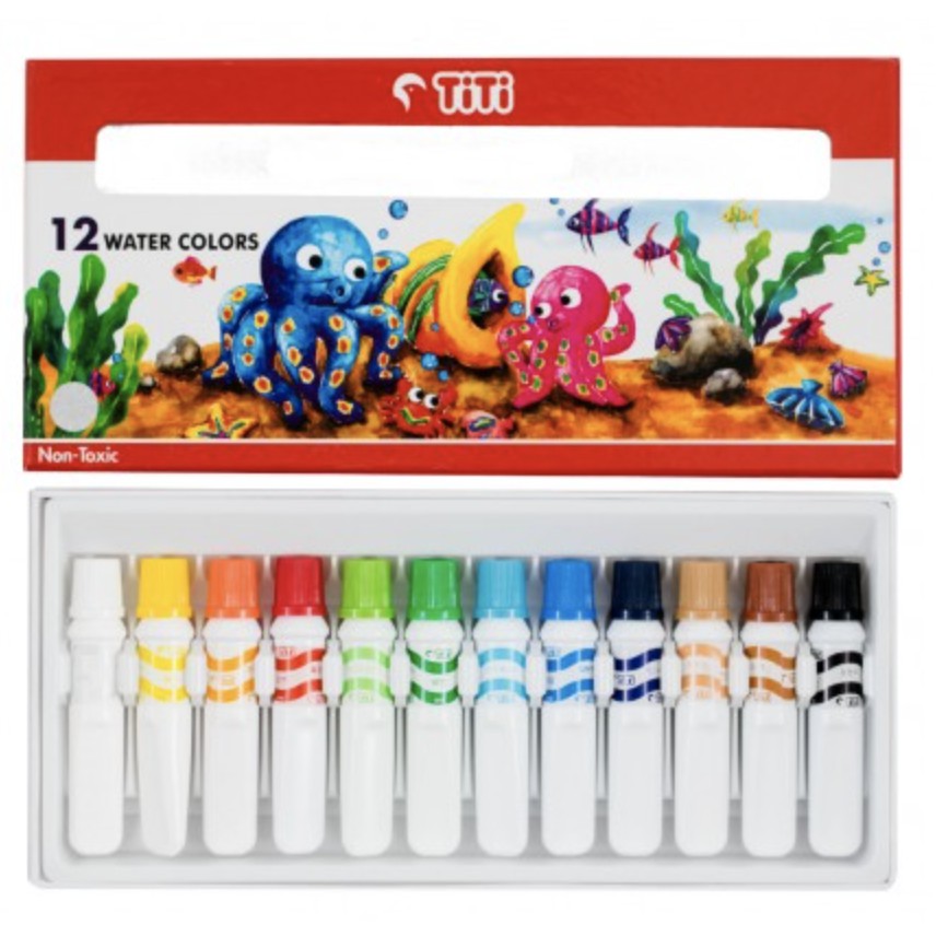

CAT AIR SET TITI 12 WARNA 6ml WATERCOLOR PAINT LUKIS KANVAS KERTAS GROSIR ECER LUSIN MURAH