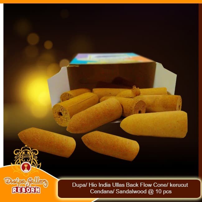 Dupa/ Hio India Ullas Back Flow Cone/kerucut cendana/Sandalwood @10pcs