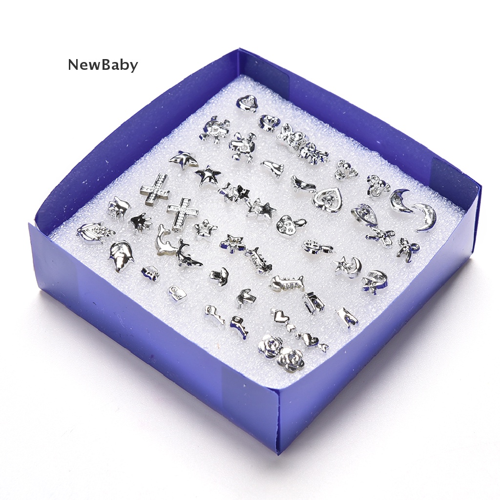 24 Pasang Anting Tusuk Lapis Silver Bahan Plastik Untuk Wanita