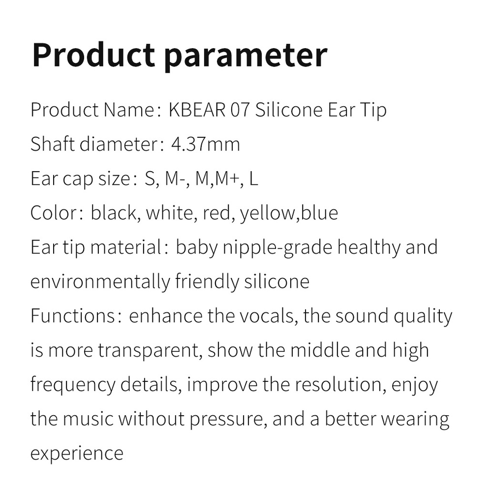 KBEAR 07 Silicone upgraded Eartips 1 pair(2 pcs) 5 pairs(10pcs) earplugs Noise Isolating with S M M- L Size For KBEAR TRI Earphone