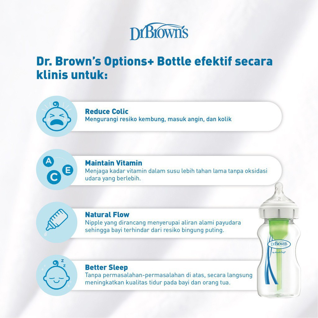 Dr.Brown's Glass Options+ Wide Neck Bottle With Elephant Deco Botol Susu Kaca 5oz / 150ml