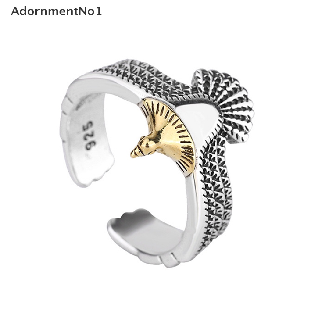 (AdornmentNo1) Cincin Motif Sayap Elang Warna Gold / Silver Untuk Perhiasan Pria / Wanita / Hadiah