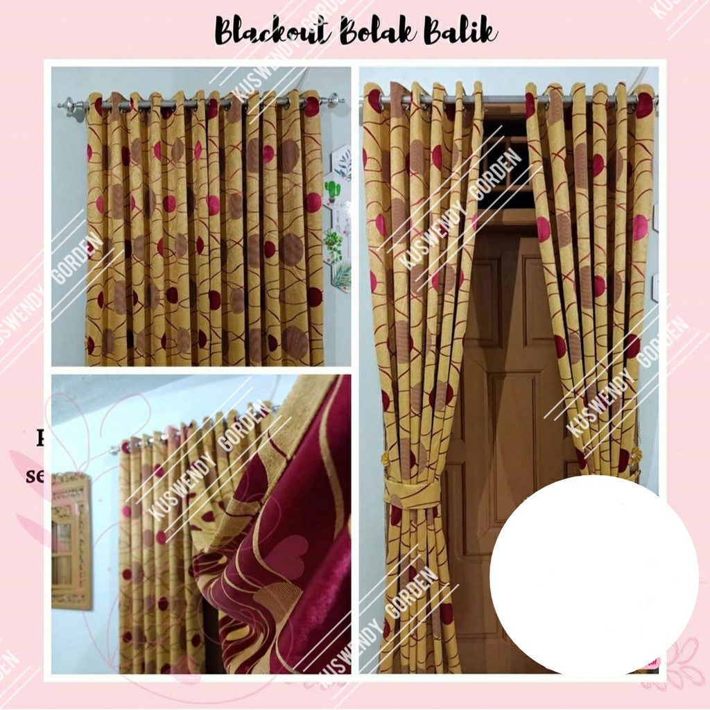 Gorden Blackout Polkadot 200 x 275 cm Tinggi 2.75 meter Hordeng Jendela Pintu Tirai Minimalis