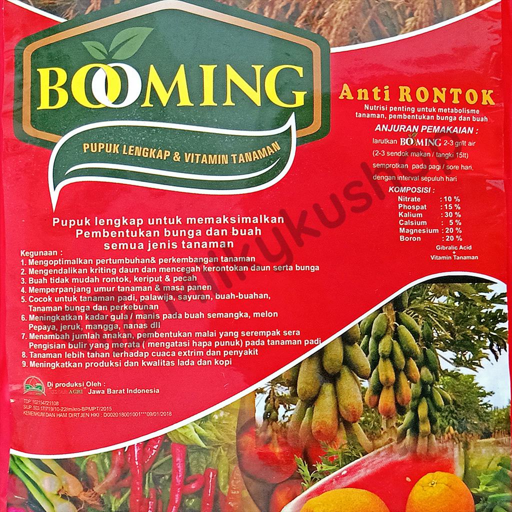 PUPUK BOOMING 500 GRAM KEMASAN PABRIK LENGKAP ANTI RONTOK