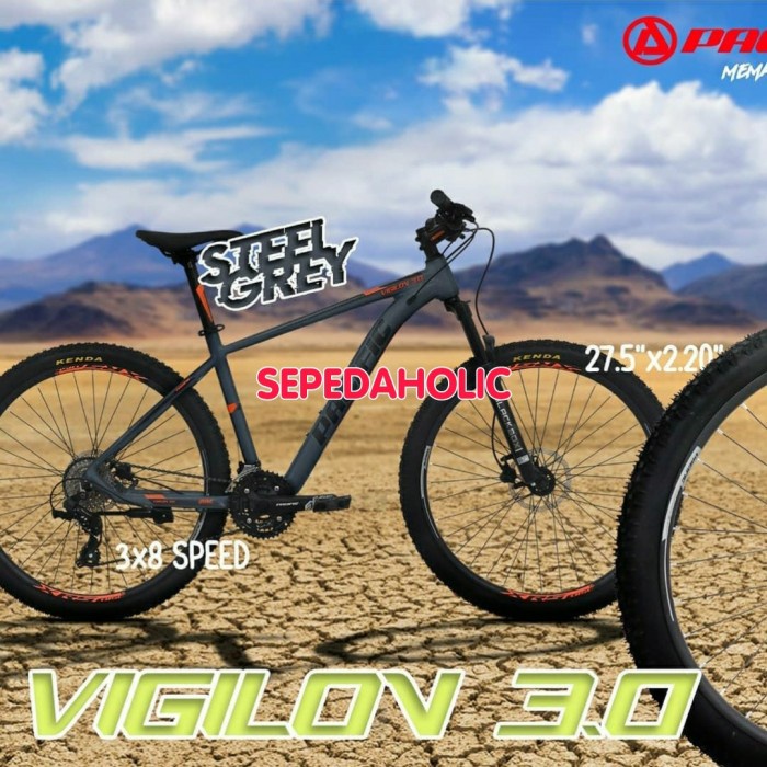 Sepeda Gunung 27.5 Inch MTB PACIFIC VIGILON 3.0 Alloy 24 Speed - Steel Grey