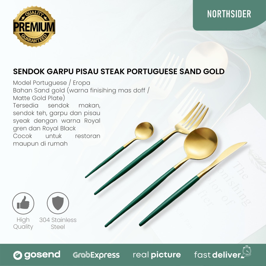 SENDOK GARPU PISAU STEAK KOREA - SPOON FORK KNIFE PORTUGUESE SAND GOLD