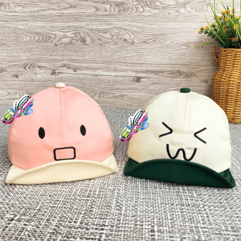 Jocoproduction - Topi Baseball Fashion Hat Anak Bayi Laki-laki & Perempuan Motif Ekspresi Lucu Bordir Emoji Unisex-5
