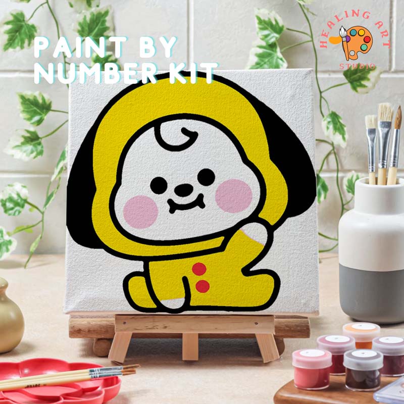 

Healingart Paint by number lukisan BTS BT21 VER 2 canvas 20x20 cm / painting kit / set melukis