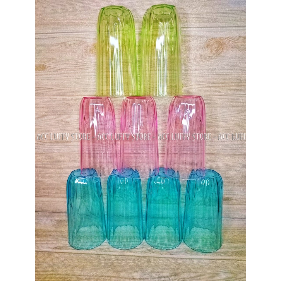 4 Pcs Gelas Kristal Mewah 400 ML - Gelas Mika Crystal - Gelas Mewah Full Colour