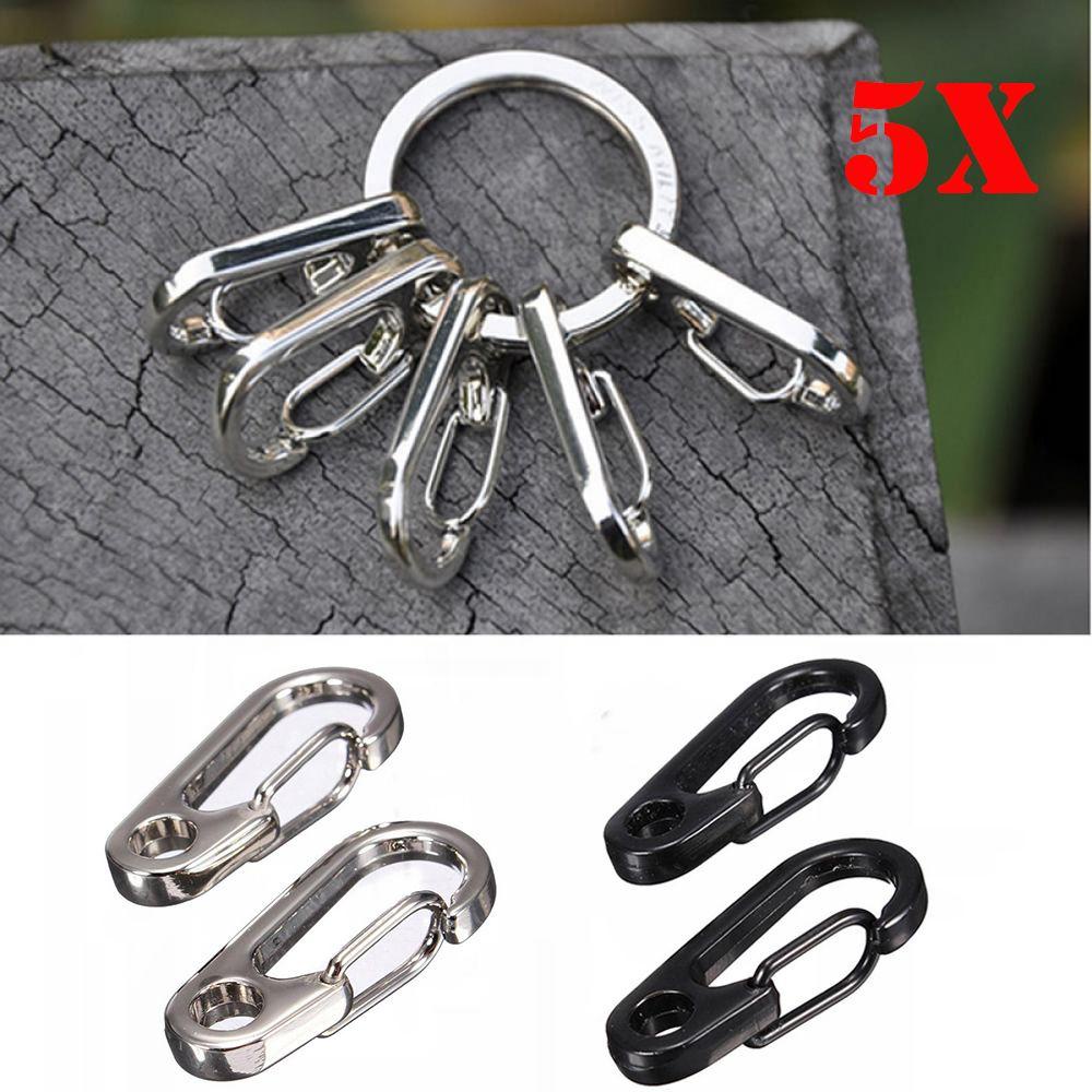 Lily 5pcs Stainless Steel Carabiner Outdoor Gantungan Kunci Alat Split Ring